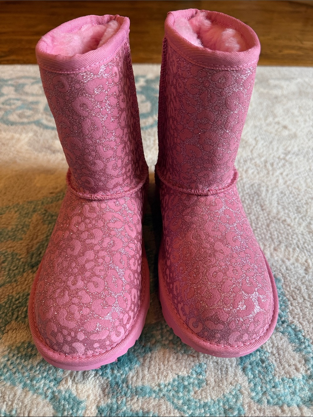 UGG Kids Pink Glitter Pattern Tall Winter Boots